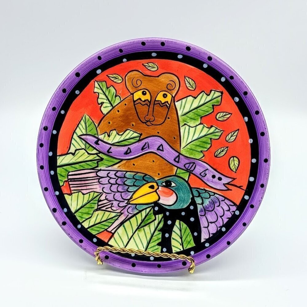 Laurel Burch 1998 Jungle Songs Monkey Bird Ceramic Plate